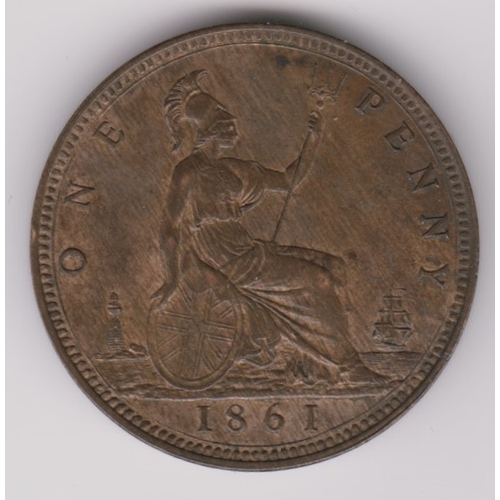 639 - Great Britain 1861 Penny, EF with lustre