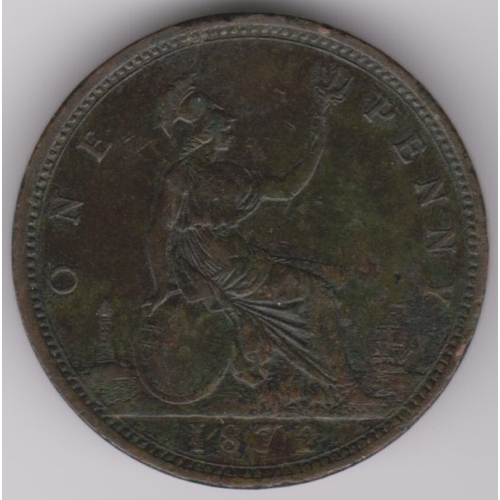 640 - Great Britain 1872 Penny, EF