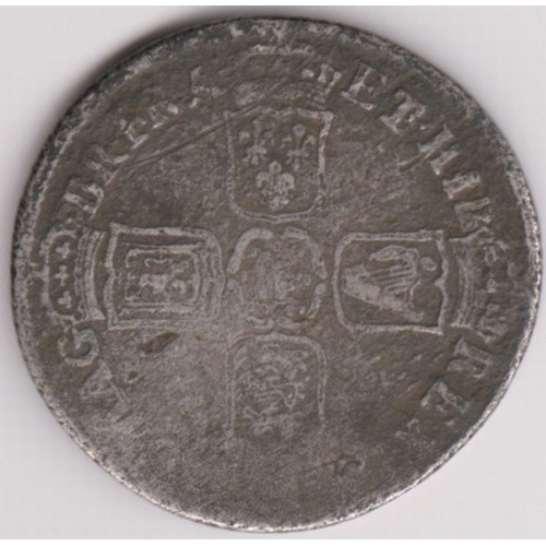 653 - Great Britain William III Shilling, (1697?), fair. Scarce