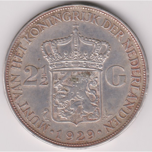 686 - Netherlands 1929 2.1/2 Gulden, KM165, silver, GVF / NEF