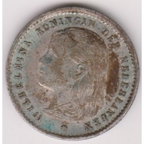 689 - Netherlands 1893 10 Cents, GEF, scarce, KM116