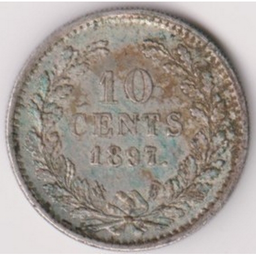 689 - Netherlands 1893 10 Cents, GEF, scarce, KM116