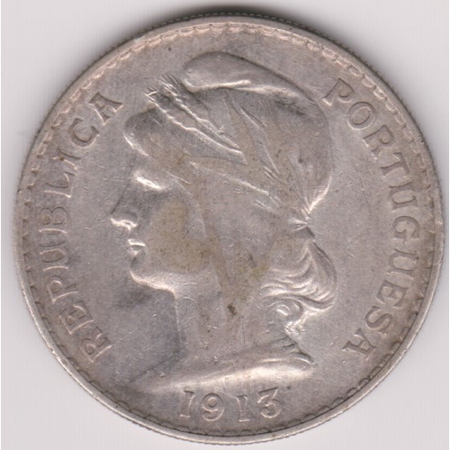 696 - Portugal 1913 50 Centavos, Silver, KM56.1, EF