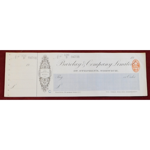 719 - Stubbs' Guardian of Commerce Institute - 1884 Cheque book, used with cheque stubs to local Cigar Mer... 