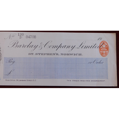 719 - Stubbs' Guardian of Commerce Institute - 1884 Cheque book, used with cheque stubs to local Cigar Mer... 