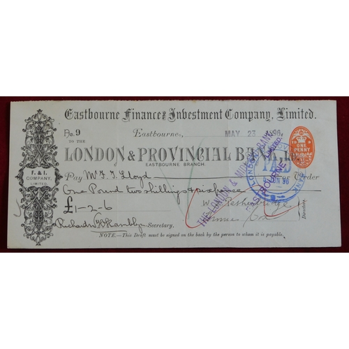 732 - London & Provincial Bank Ltd, Eastbourne Branch Used Order, RO 29.5.96. Black on green