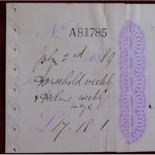 734 - London & County Banking Co., Ltd. West End Branch Brighton, Used Bearer with c/f, RO 24.4.88. Printe... 