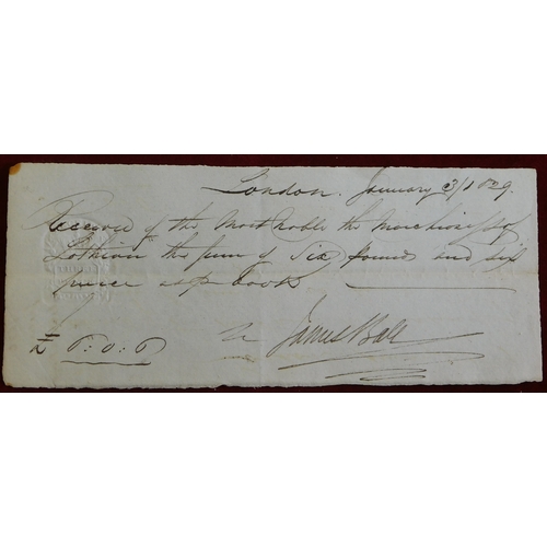 741 - 1829 Income Tax embossed receipt (Three Pence) to the Most Noble Marchioness of Lothian.