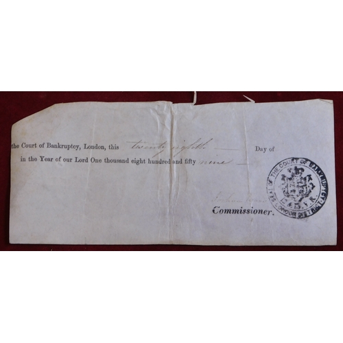 742 - 1859 Court of Bankruptcy Receipt with Commissioner's handstamp