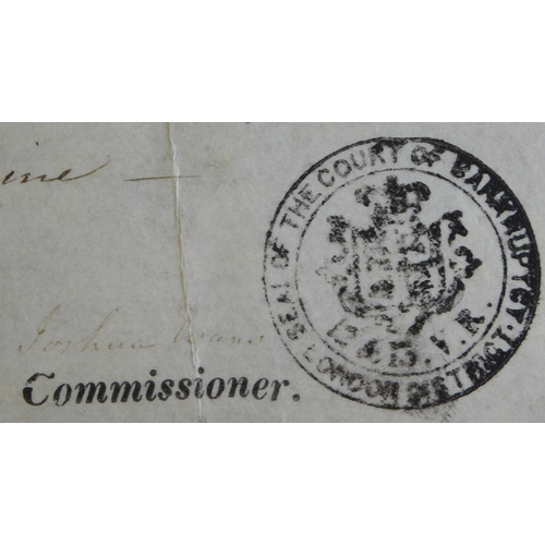 742 - 1859 Court of Bankruptcy Receipt with Commissioner's handstamp