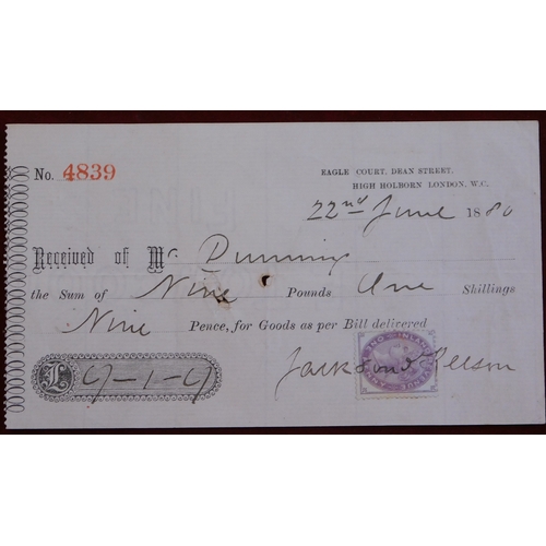 746 - 1880 Printed Receipt from Eagle Court, Holborn, London with One Penny Inland Revenue adhesive