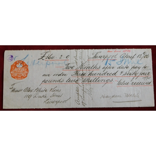 752 - 1906 Promissory Note for £264-2/- with red embossed 4 Shillings Tax