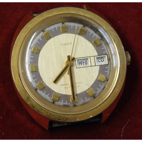 146 - Timex Gents, Automatic Wrist Watch, Day Date, from approx 1973. (ticking) no strap. PLUS Timex Gents... 