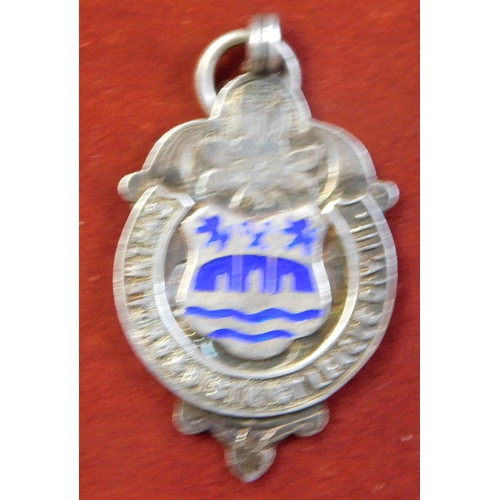 375 - Football Sterling Silver Fob Medals - 1929. Chelmsford & District League Division Cup II, III and on... 