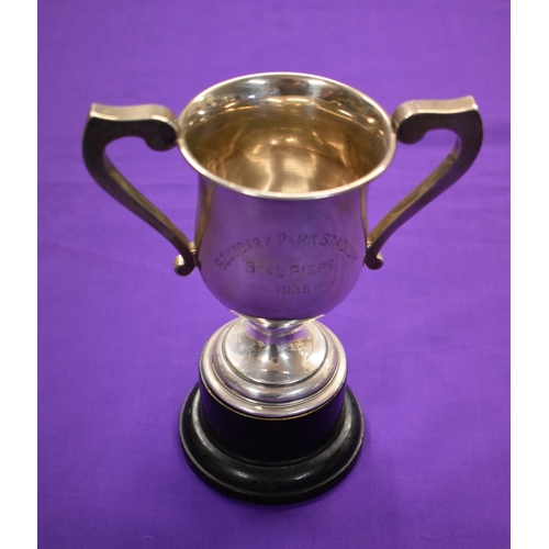 127 - Sterling Silver Cup. Engraved. Boundary Park Stadium. 'Beau Piere'  1936'. Oldham, Manchester. Hallm... 