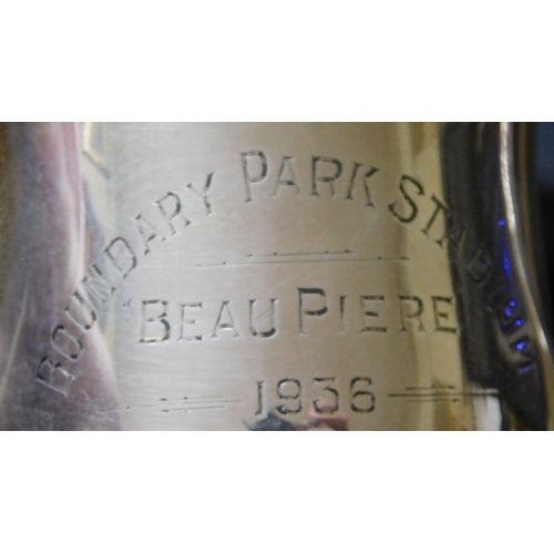 127 - Sterling Silver Cup. Engraved. Boundary Park Stadium. 'Beau Piere'  1936'. Oldham, Manchester. Hallm... 