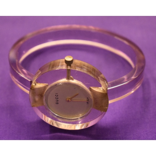 136 - GUCCI 1970s Lucite 17 Jewels Swiss Ladies Wind-Up Watch. Marked on the watch face 'Gucci' + 'Italy'.... 