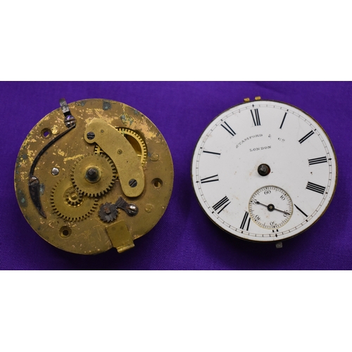 139 - Verge Fusee Pocket Watch movement only (no case). Engraved 'Simpson' in Hadleigh. Early 1800's. PLUS... 