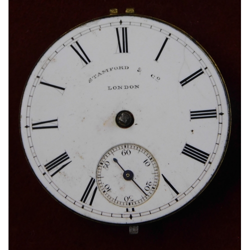 139 - Verge Fusee Pocket Watch movement only (no case). Engraved 'Simpson' in Hadleigh. Early 1800's. PLUS... 