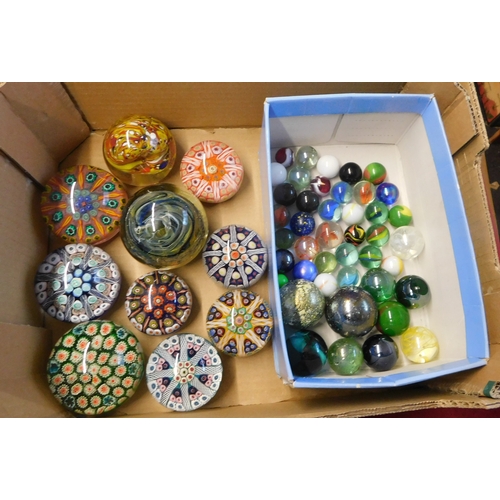 187 - Glass Paperweights x10. Caithness style. Eight x Patterned weights, Two x Swirly weights. PLUS colle... 