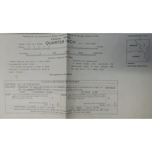 217 - British WWII Map of Burma, interim edition T1942 revised (Toungoo & Yamethin Districts and Karenni &... 