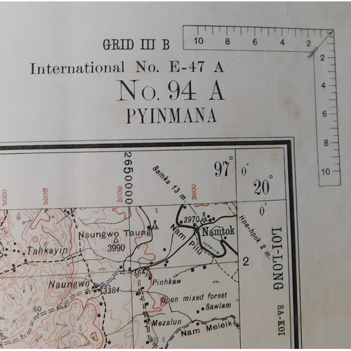 217 - British WWII Map of Burma, interim edition T1942 revised (Toungoo & Yamethin Districts and Karenni &... 