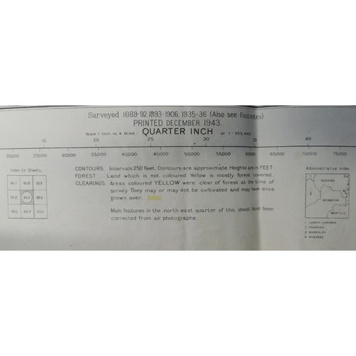 219 - British WWII Map of Burma, First Edition (Sagaing, Lower Chindwin, Pakokku, Mandalay, Kyaukse ref: 8... 