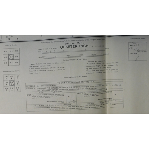 221 - British WWII Map of Burma, Edition: 1941 (Yamethin, Meiktila, Southern Shan States ref: 93D). Publis... 