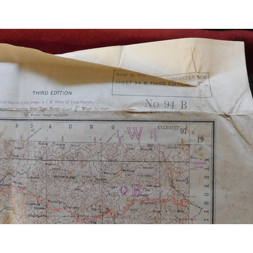 222 - British WWII Map of Burma, Third Edition (Toungoo, Karenni, Salween, Tharrawaddy ref: 94B). Publishe... 