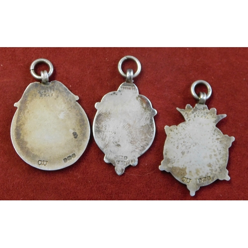 375 - Football Sterling Silver Fob Medals - 1929. Chelmsford & District League Division Cup II, III and on... 