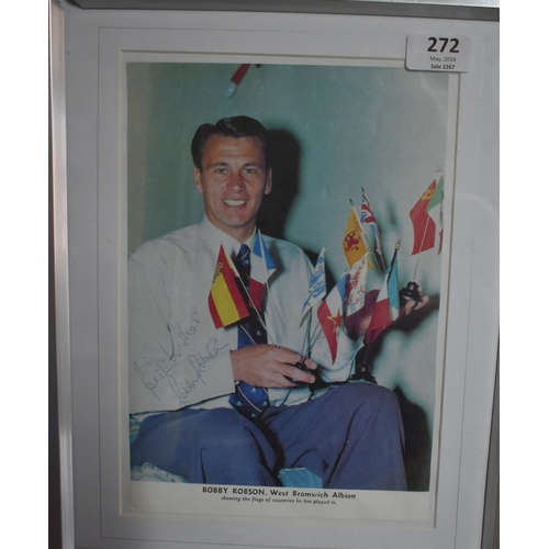 381 - Bobby Robson. Football. Signed colour print of England player and Manager Bobby Robson. Framed and g... 