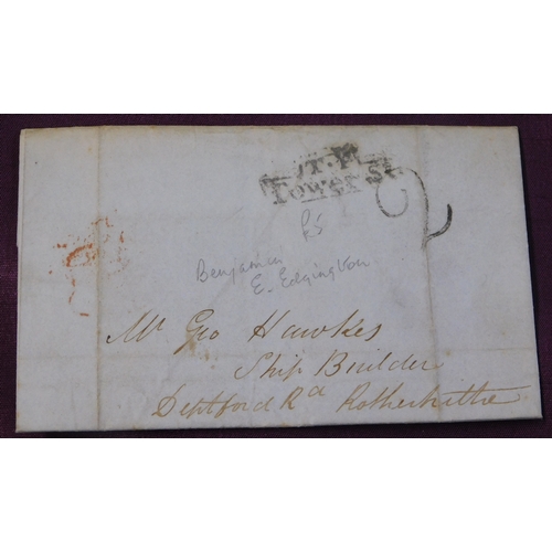 103 - Great Britain 1838 Postal History EL dated Southwark 26 March 1838 posted to a Ship Builder in Rothe... 