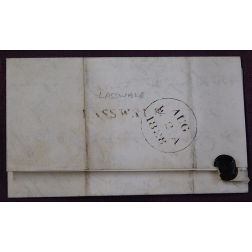 105 - Great Britain 1838 Postal History EL dated Lasswade Aug 1838 posted to Edinburgh. Single line Lasswa... 