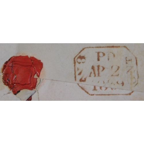 107 - Great Britain 1839 Postal History Wrapper piece posted to Winslow. Manuscript 8 and P. Paid Red G.P.... 