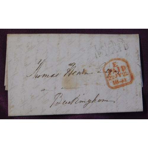 109 - Great Britain 1840 Postal History EL dated London July 1840 posted to Buckingham. 2 Line black Leigh... 