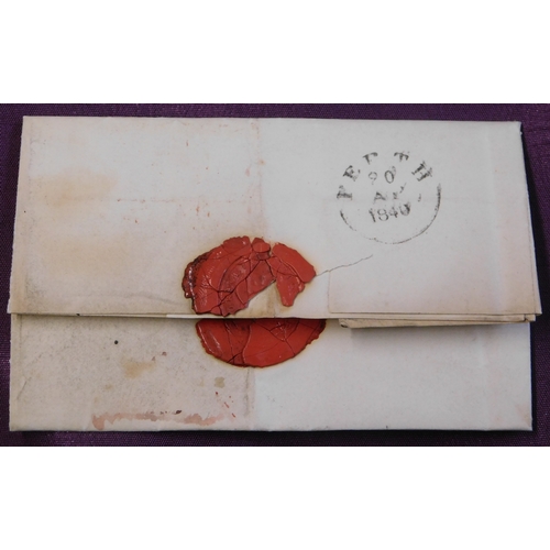 110 - Great Britain 1840 Postal History EL dated Perth 20 April 1840 posted to Dunkeld. Red Paid at Perth ... 