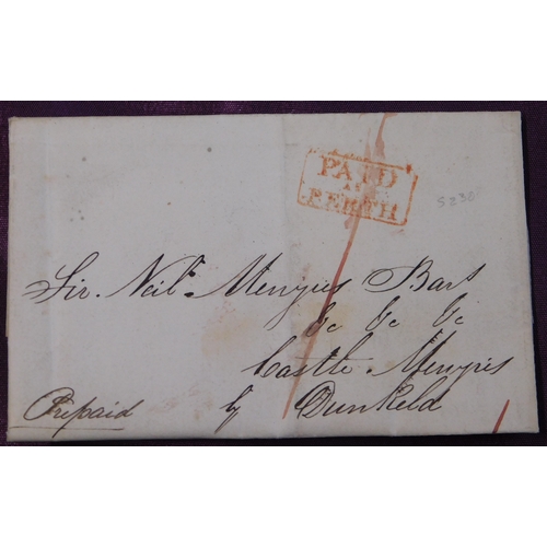 110 - Great Britain 1840 Postal History EL dated Perth 20 April 1840 posted to Dunkeld. Red Paid at Perth ... 