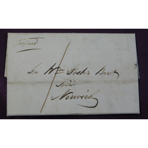 112 - Great Britain 1840 Postal History EL dated Needham Market Sept 16 1840 posted to Norwich. Manuscript... 