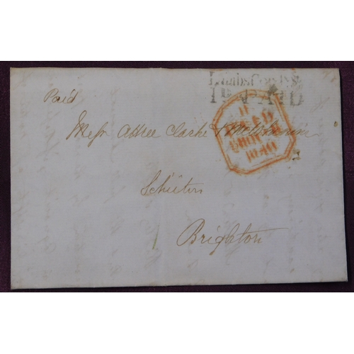 113 - Great Britain 1840 Postal History EL dated 20 Oct 1840 posted to Brighton. Black 2 line Lanbs---- St... 