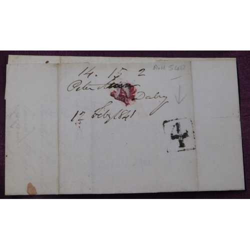 115 - Scotland 1841 - EL Dalrey to Edinburgh, red PAID and m/s '1', fine '4' boxed on reverse (A+H 540)