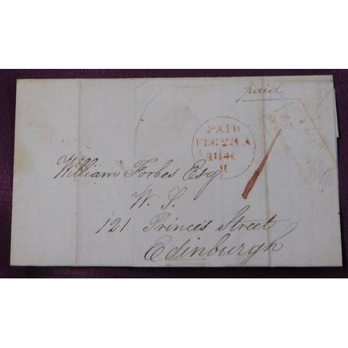 115 - Scotland 1841 - EL Dalrey to Edinburgh, red PAID and m/s '1', fine '4' boxed on reverse (A+H 540)