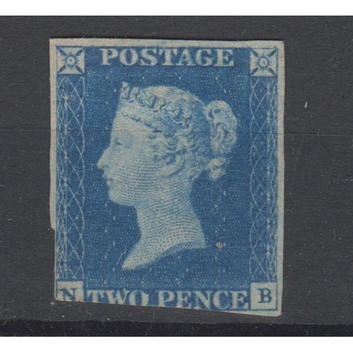 118 - Great Britain 1840 Twopence Blue, NB, unused almost three margins, beautiful colour, Cat £35,000 wit... 