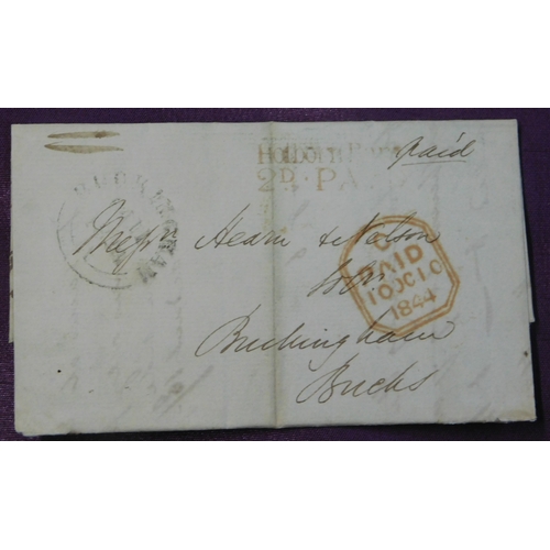 124 - Great Britain 1844 Postal History EL dated 1844 posted to Buckingham. Manuscript Paid, red 2 line Ho... 