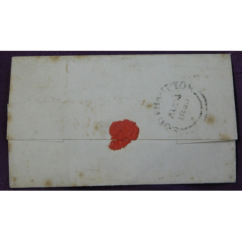 125 - Great Britain 1844 Postal History Wrapper posted to Southampton. Black 2 line Broad St by 1D Paid ca... 