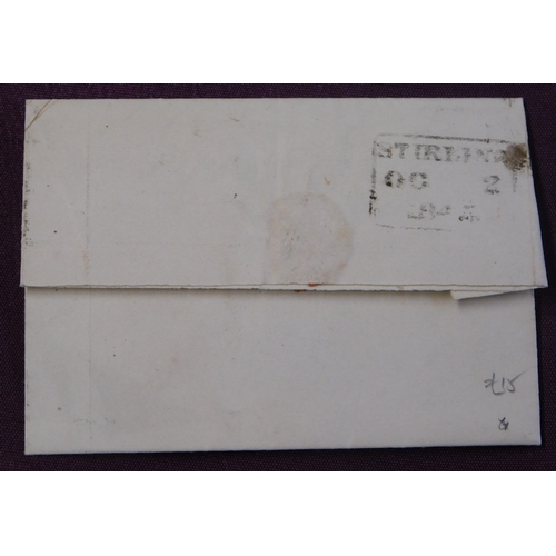 127 - Scotland - 1845 EL Dunbarton - Stirling *A 1/10/45 in red, black Stirling 2/10/45 on back, very clea... 