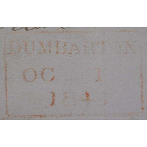 127 - Scotland - 1845 EL Dunbarton - Stirling *A 1/10/45 in red, black Stirling 2/10/45 on back, very clea... 