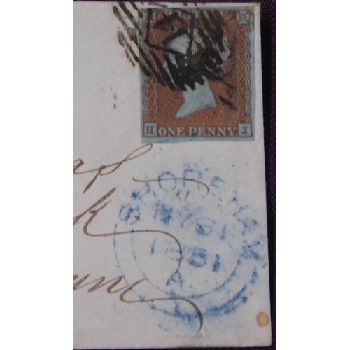 135 - Great Britain 1851 Postal History envelope posted to Shoreham SG 8 1d cancelled with Leyton 14 numer... 