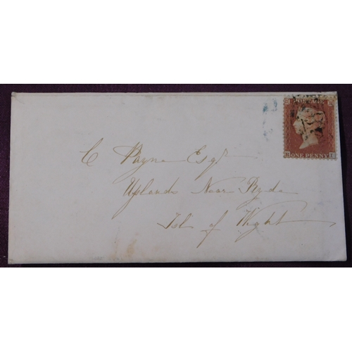 138 - Great Britain 1855 Postal History - envelope with contents dated 12.6.1855 Luton posted to Isle of W... 