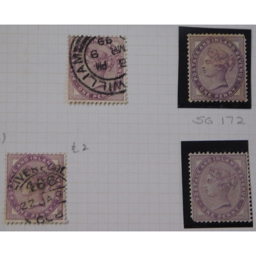 140 - Great Britain 1856-1881 12x SG 40-42 1d used red, includes SG 42W, w/mark inverted, 12x SG 170-174 m... 