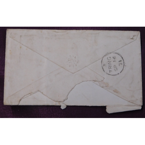 147 - Great Britain 1871 Postal History envelope posted Glasgow to Tring SG 44 cancelled with Glasgow dupl... 